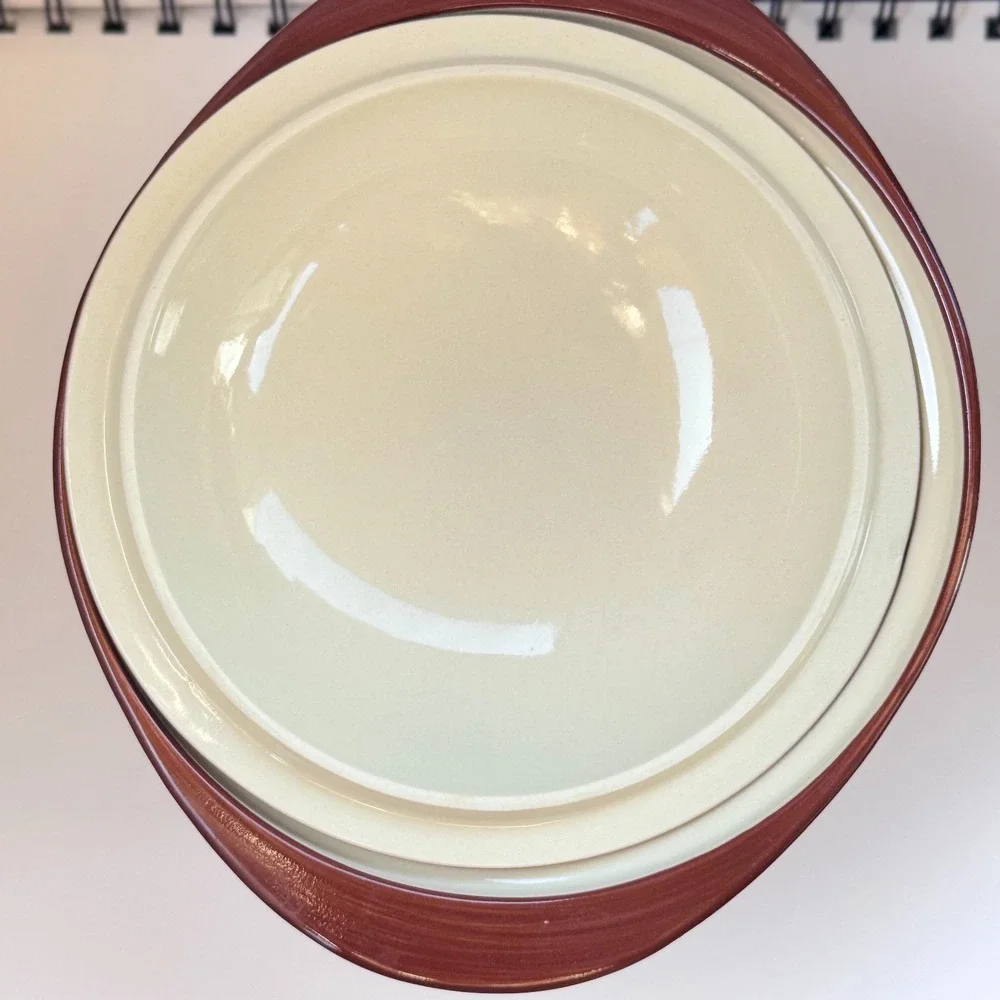 Temp-Tations Yellow & Blue Floral 1 Qt Casserole Presentable Ovenware Crock